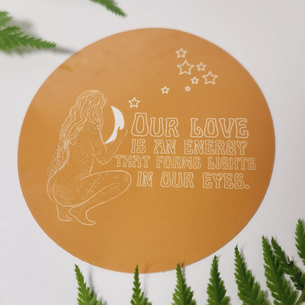 Our Love Sticker with Inspirational Quote Original Round Vinyl Sticker